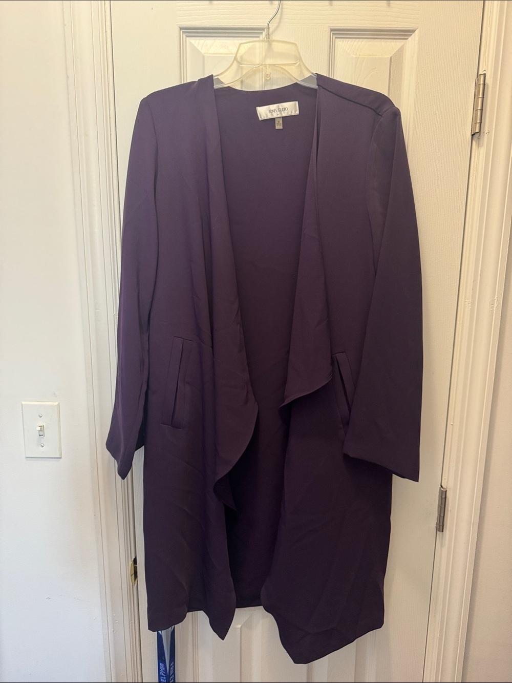 Jones Studio Purple Draped Open Front Coat